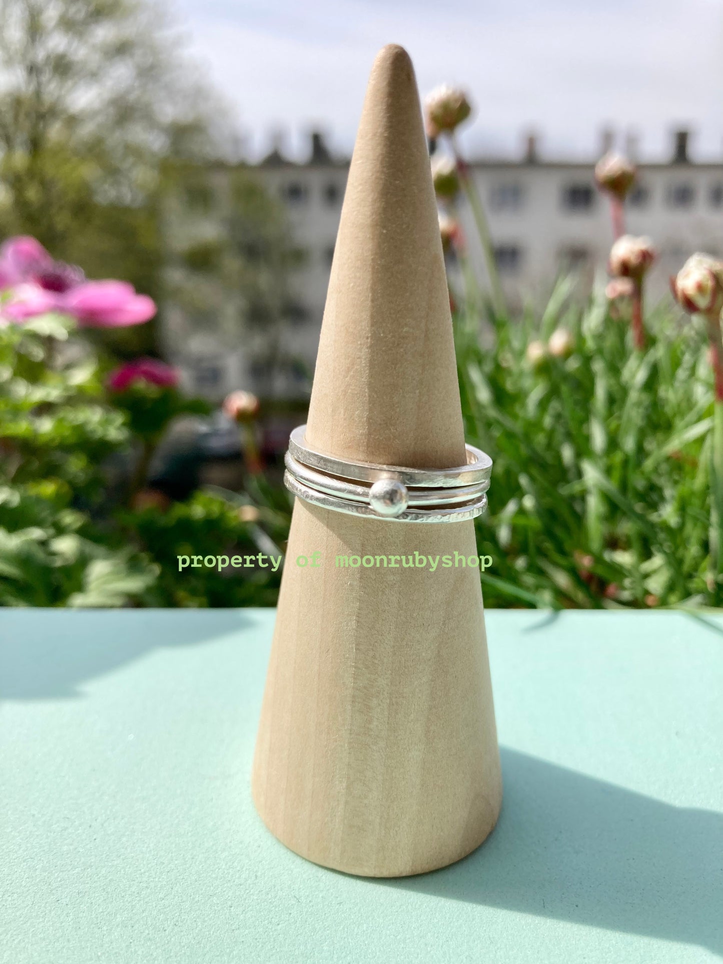 3 Handmade Hammered Silver Rings Set – Thin, Textured, Stackable with Unique Designs