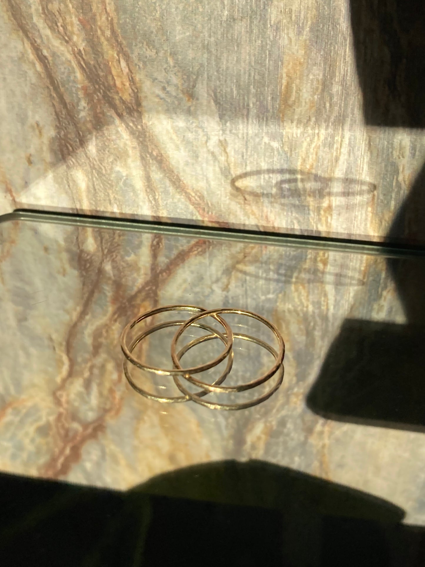 Handmade 9K Gold Fidget Ring with Two Interlocked Bands - Minimalist and Luxurious