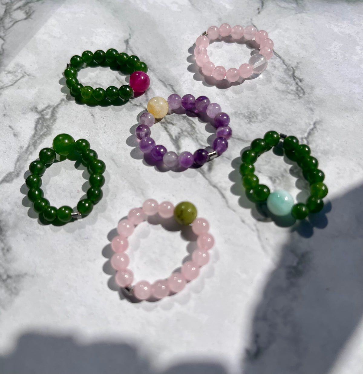 Chunky Gemstone Beads Fidget Rings in Pretty Color Combos