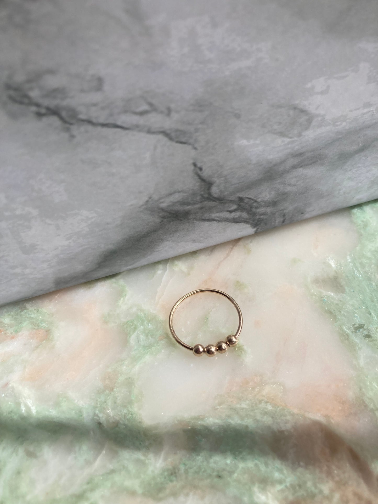 Luxurious Handmade 9K Golden Anti-Anxiety Ring With 9K Gold Round Beads