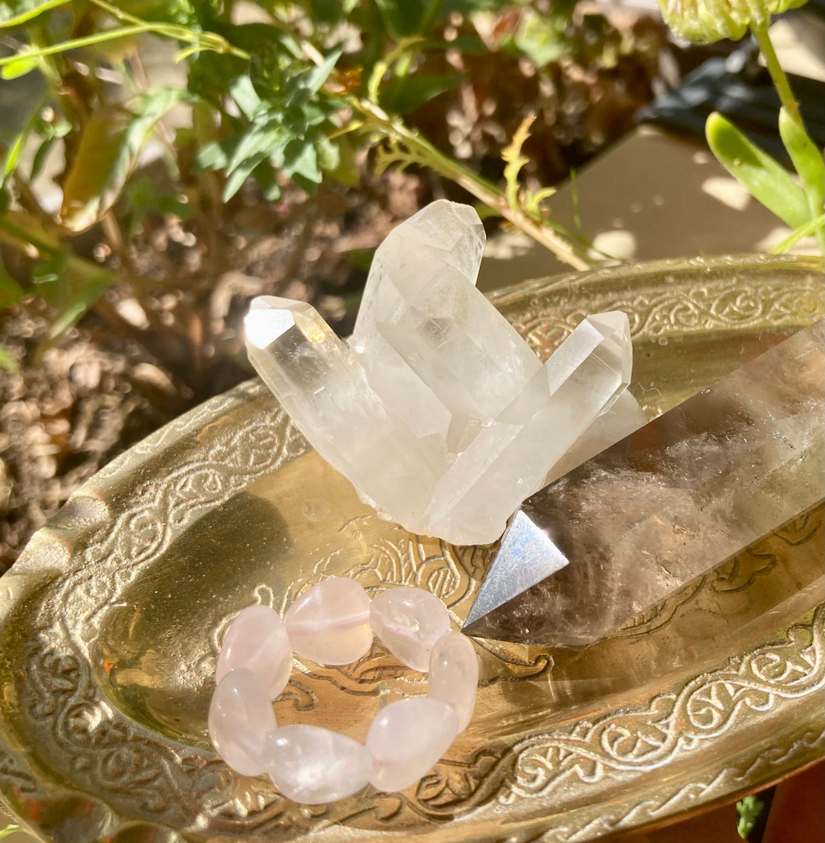 Chunky Handmade Pink Rose Quartz or Moonstone Opal Heart Elastic Anti-Anxiety Ring