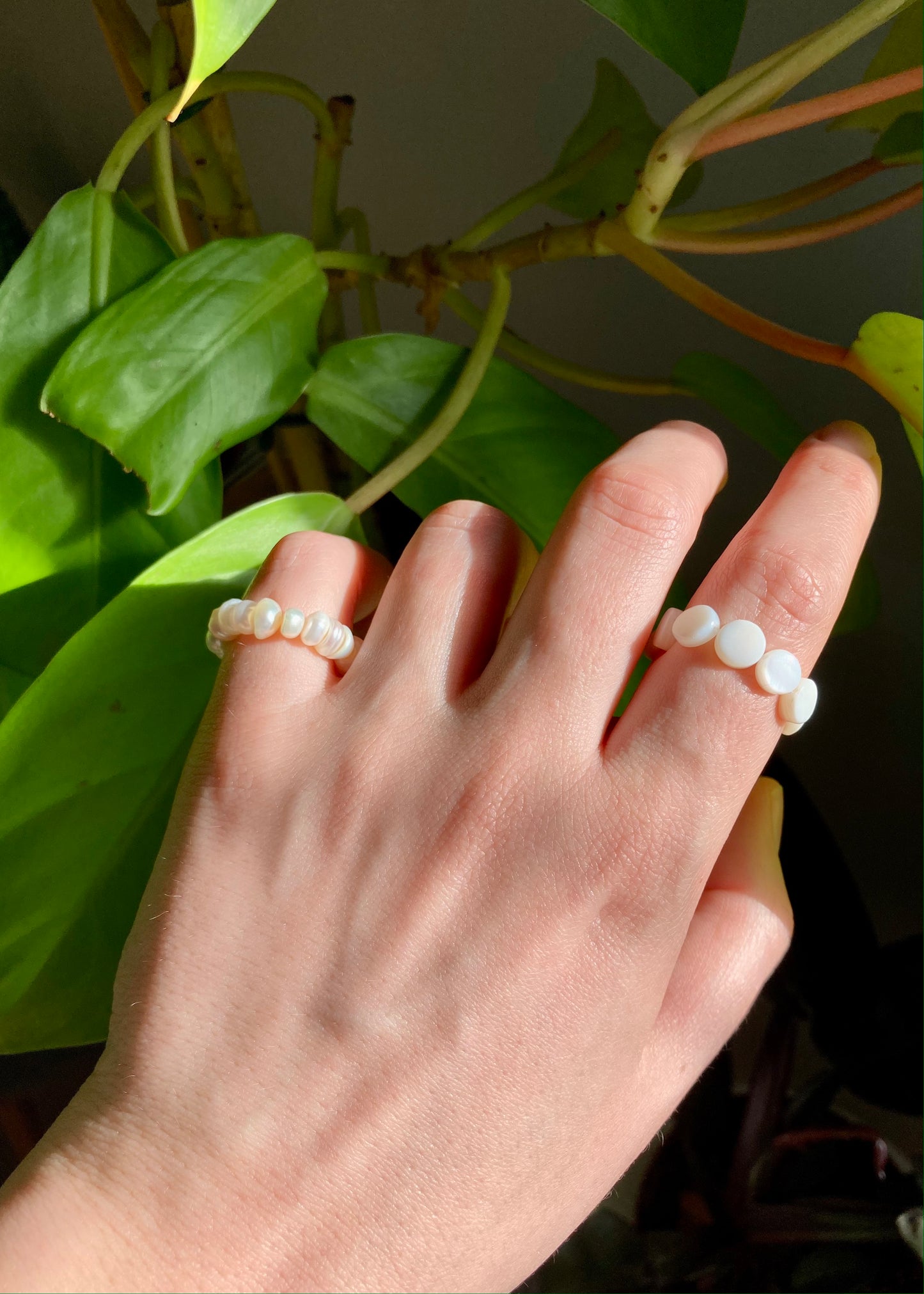 Elastic Fidget Ring with Natural Freshwater Pearls