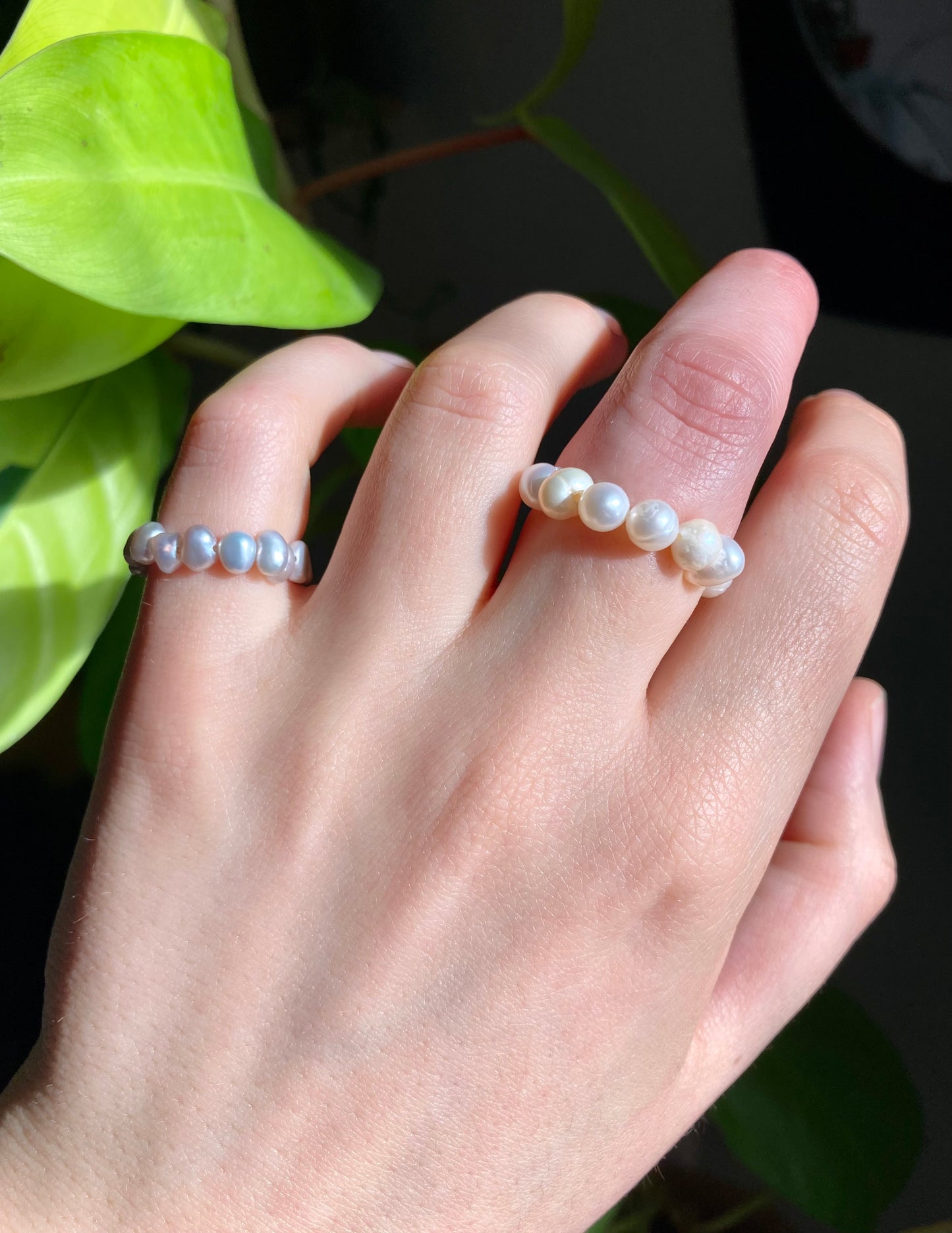 Elastic Fidget Ring with Natural Freshwater Pearls