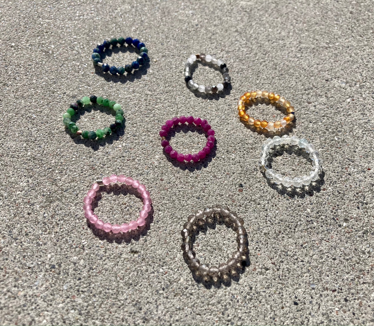 Elastic Fidget Ring with Natural Faceted Gemstone Beads (Ruby, Carnelian, Topaz etc.)