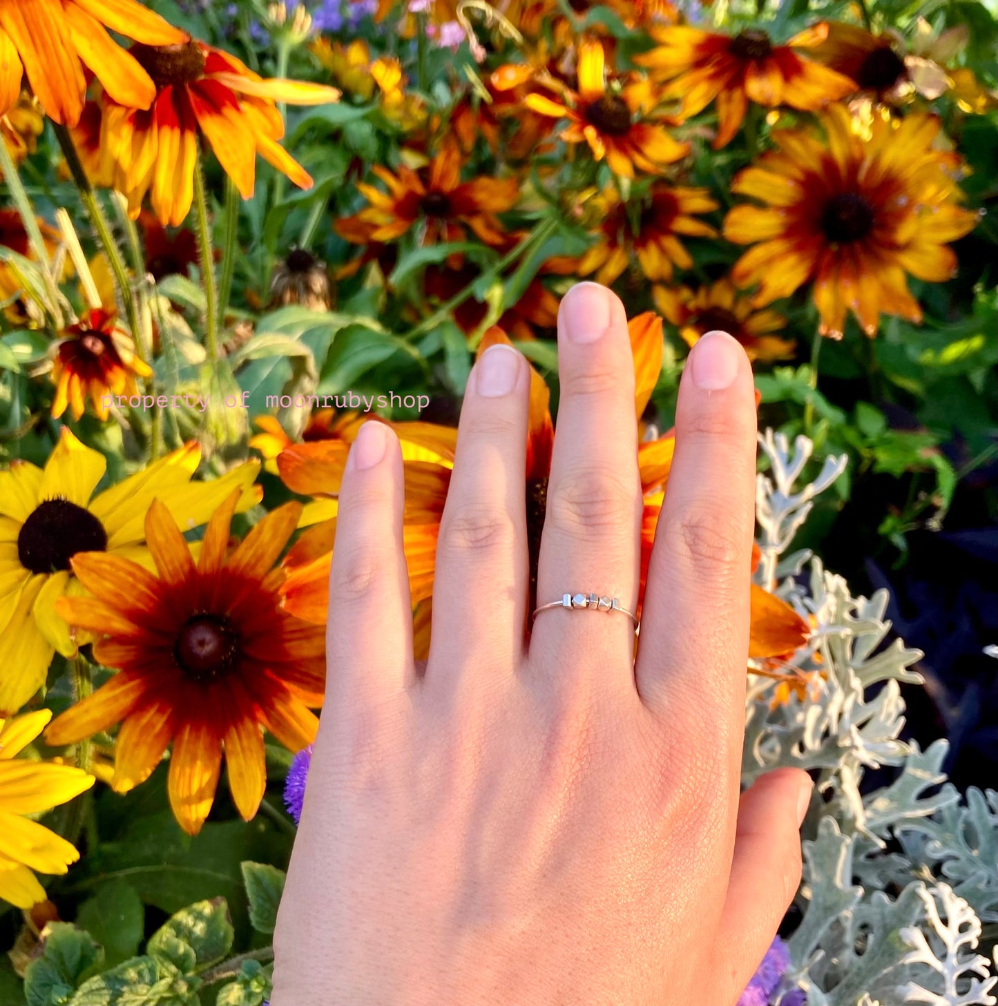Handmade Solid Silver Anti-Anxiety Fidget Ring with Silver Beads