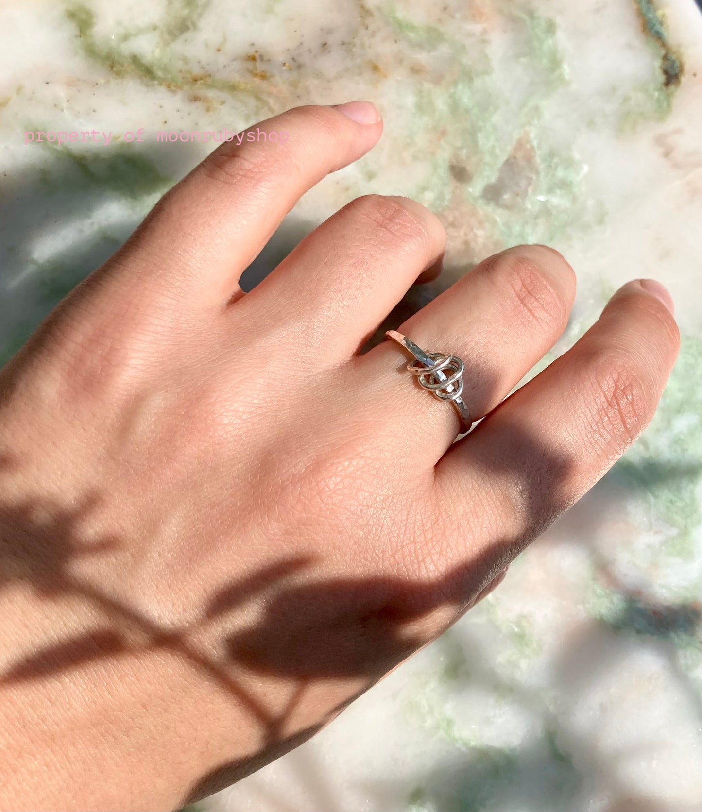 Handmade Hammered Solid Silver Fidget Ring With Small Sliding Silver Rings