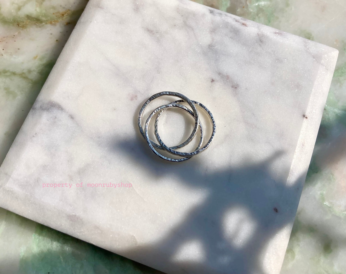 Handmade Silver Fidget Ring Made of Three Joined Silver Textured Rings