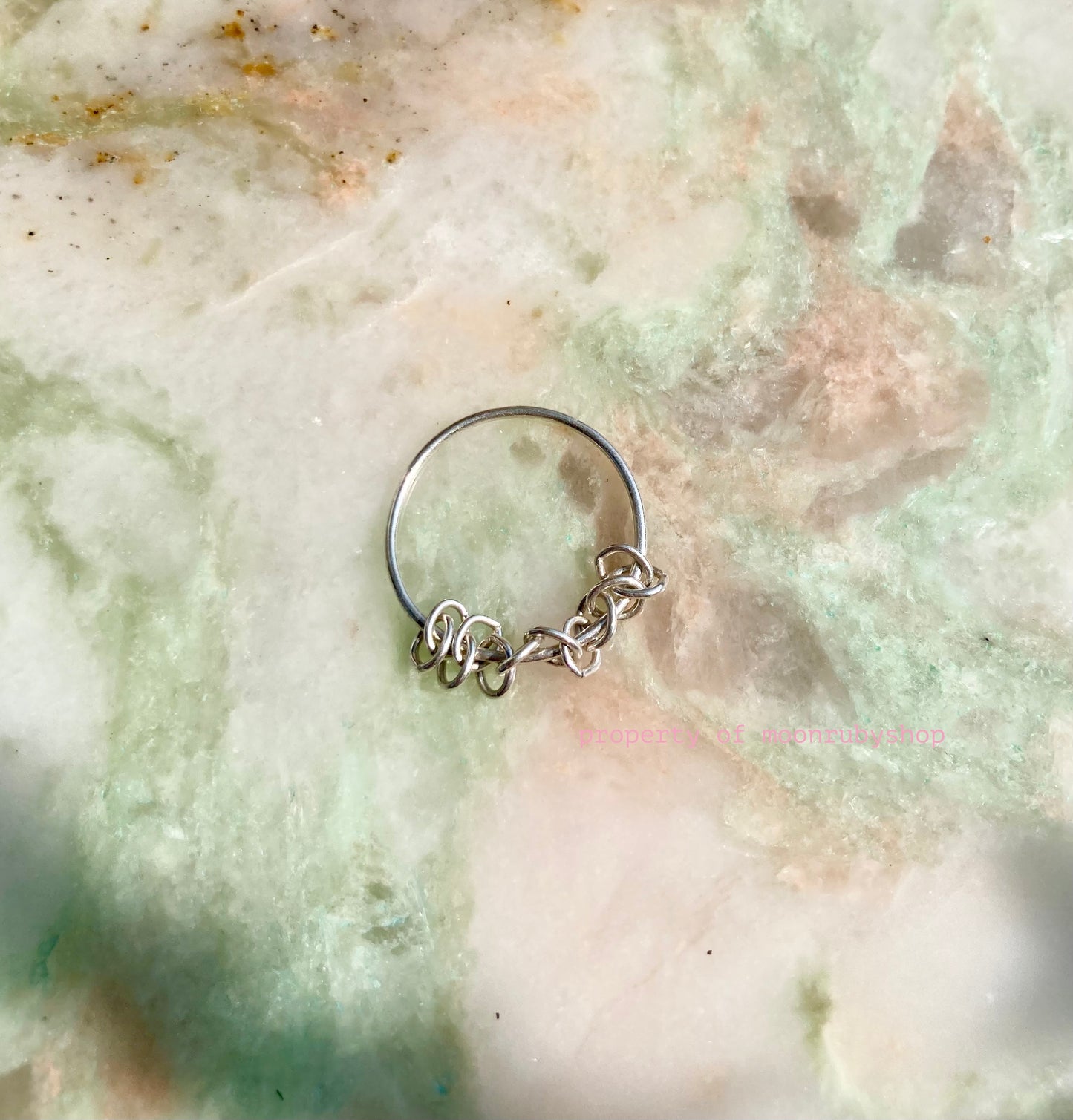 Handmade Solid Silver Ring with Silver Chain