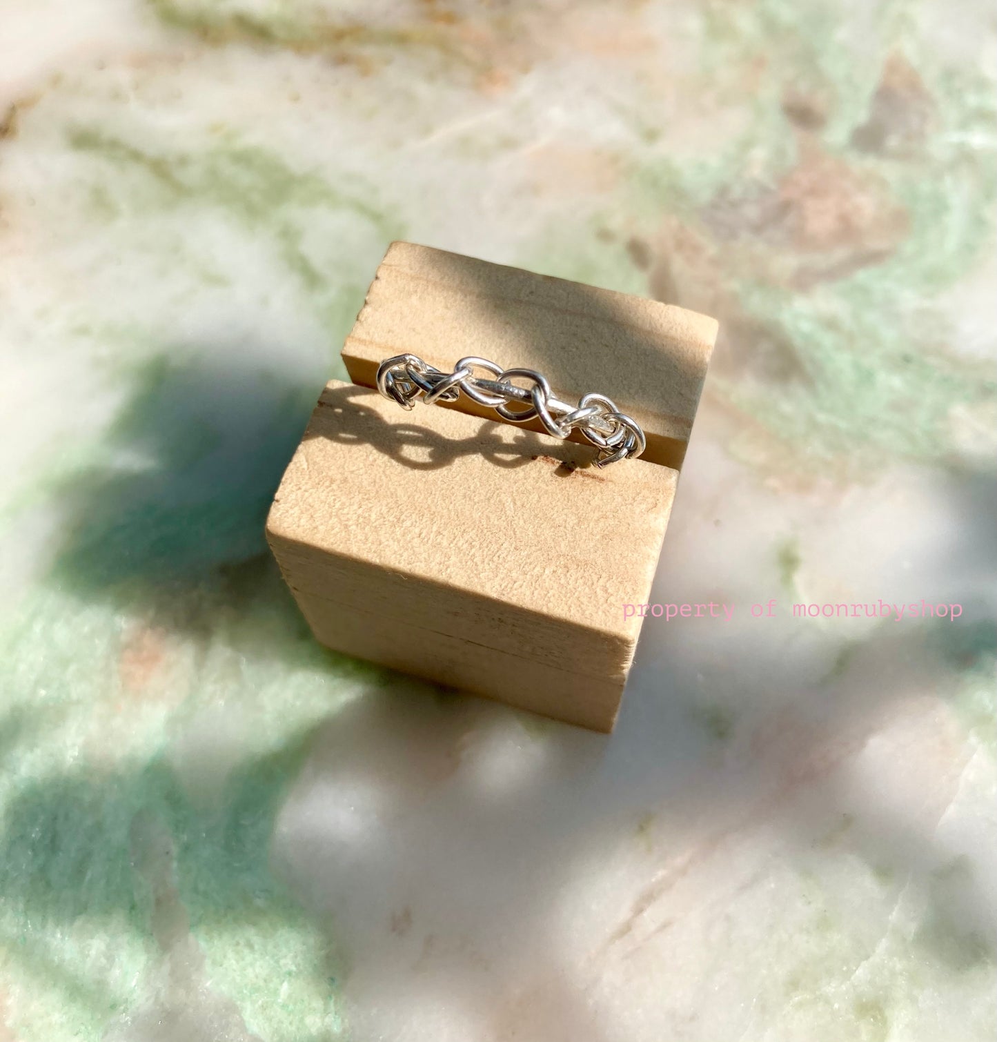 Handmade Solid Silver Ring with Silver Chain