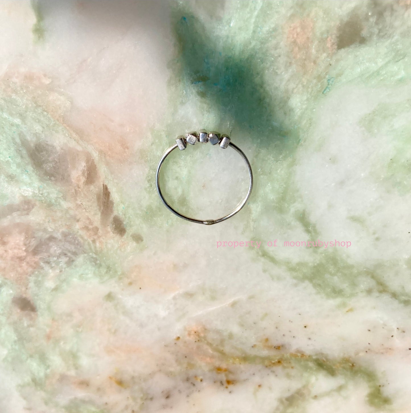 Handmade Solid Silver Anti-Anxiety Fidget Ring with Silver Beads