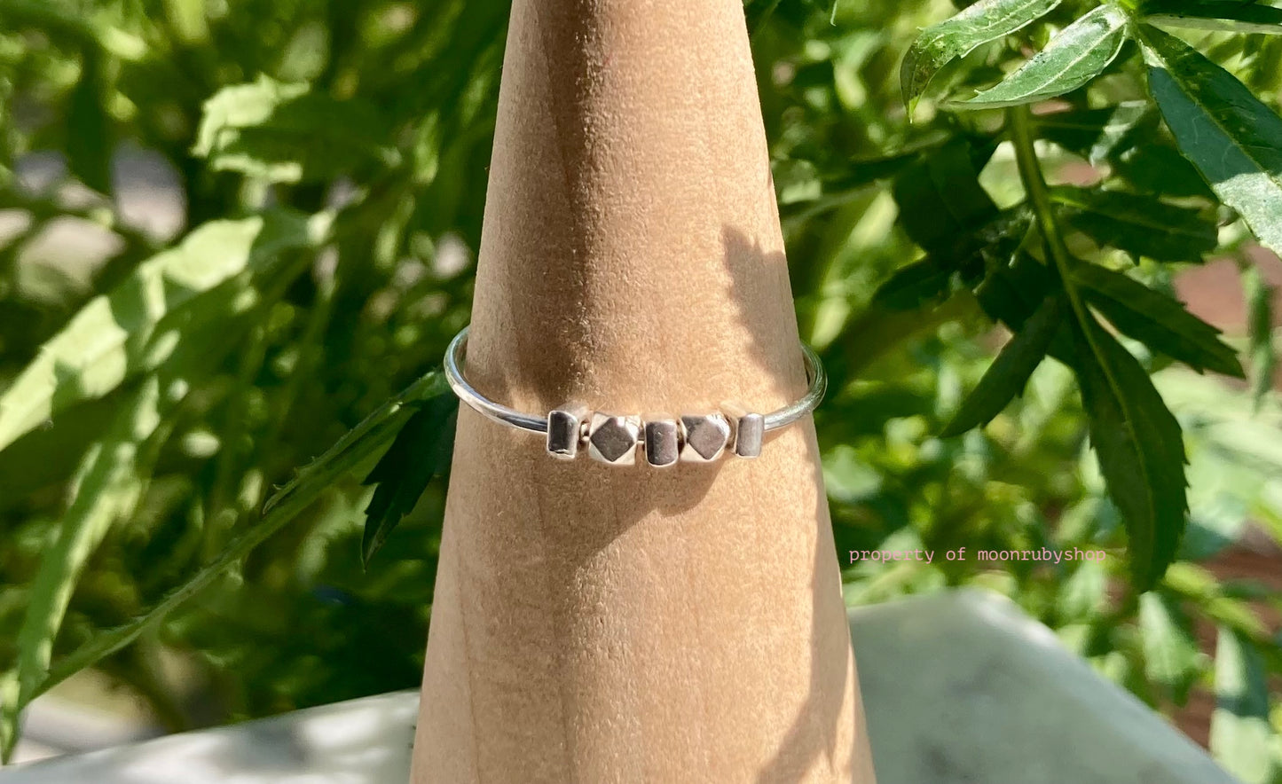 Handmade Solid Silver Anti-Anxiety Fidget Ring with Silver Beads