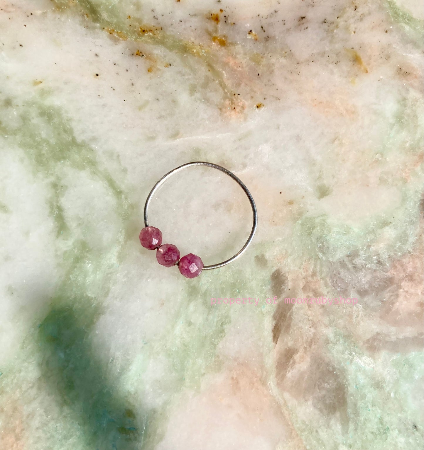 Handmade Silver Anti-Anxiety Ring with Tourmaline Faceted Beads