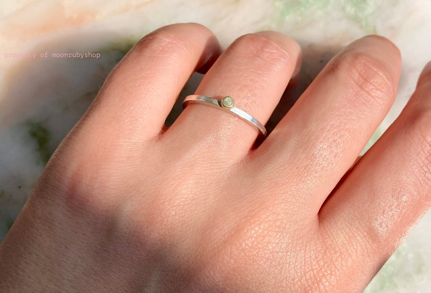 Handmade Solid Silver Ring with 9K Yellow Gold Pebble