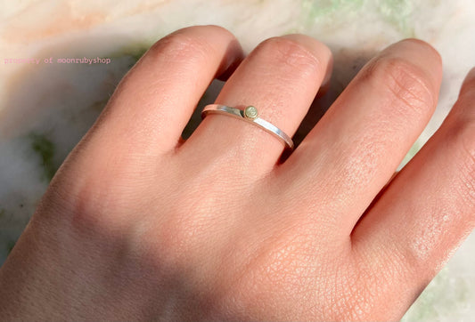 Handmade Solid Silver Ring with 9K Yellow Gold Pebble
