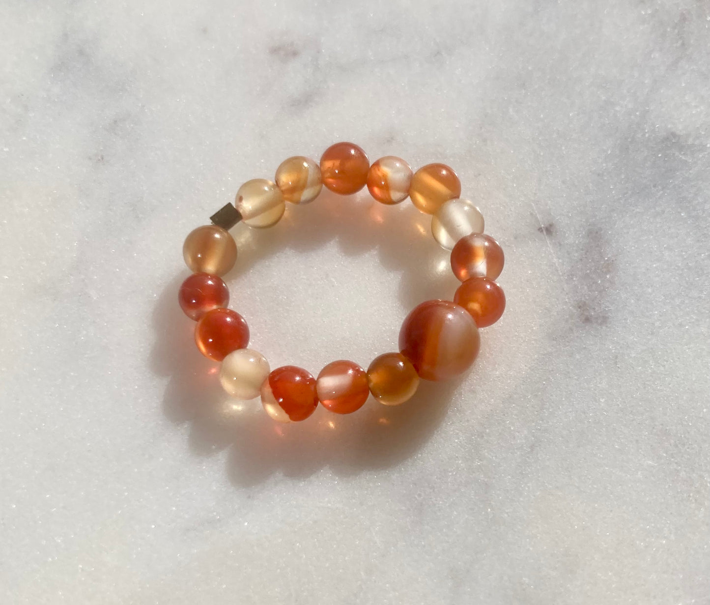 Elastic Juicy Carnelian Fidget Ring Made of Natural Gemstone Beads for Calmness
