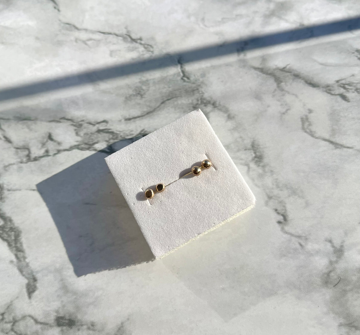 Tiny Minimalist Recycled Solid 9K Gold Stud Earrings