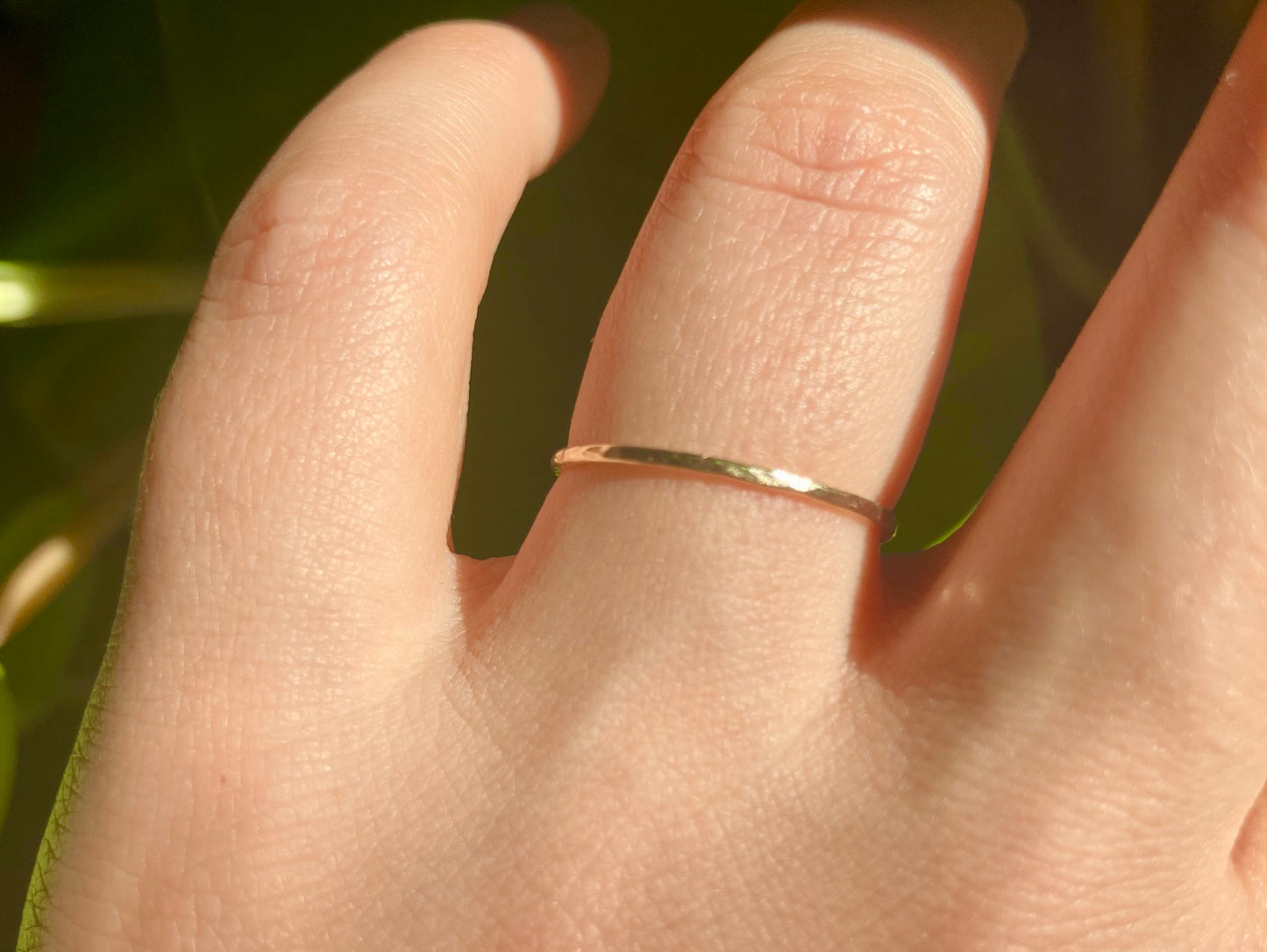 Real Solid 9K Gold Thin Hammered Stacking Ring – Handmade, Elegant & Minimalist