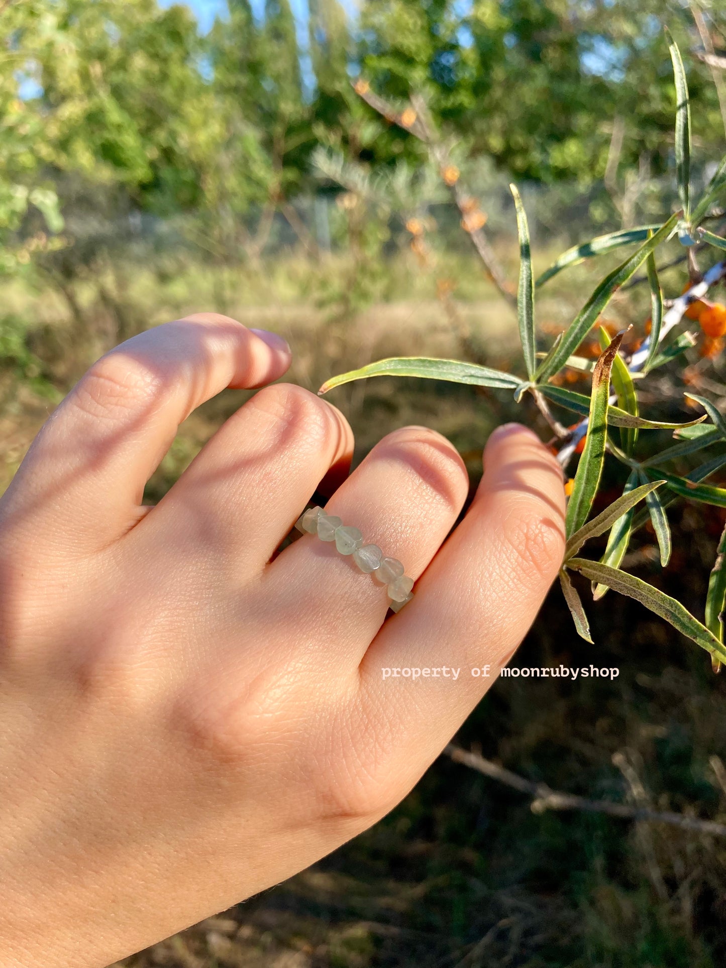 Cute Elastic Ring from Natural Green or Red Aventurine Heart-Shaped Beads