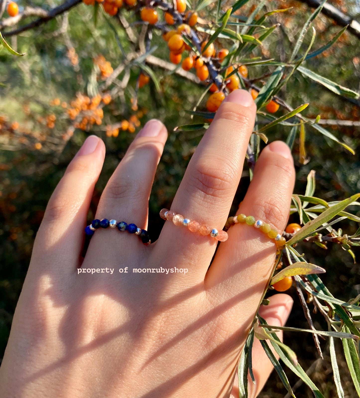 Elastic Fidget Rings with Faceted Gemstones and 925 Sterling Silver Beads – Minimalist, Handmade