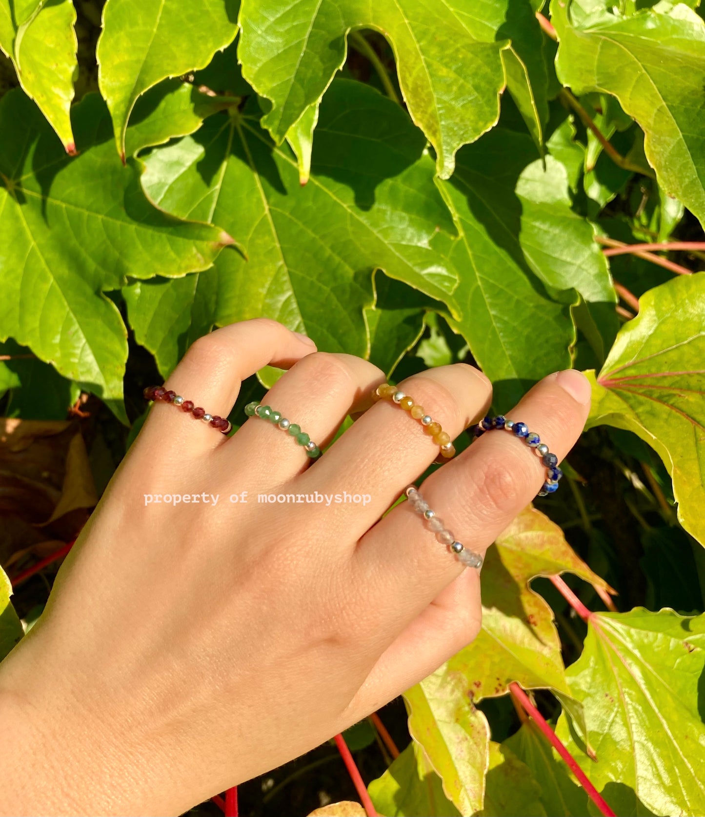 Elastic Fidget Rings with Faceted Gemstones and 925 Sterling Silver Beads – Minimalist, Handmade