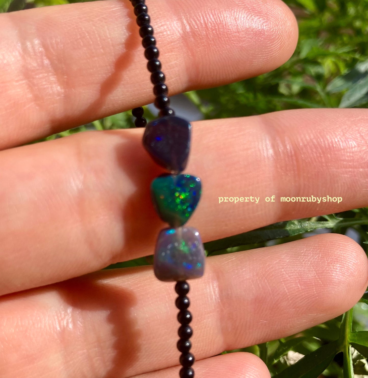 Dainty Black Opal and Onyx Beaded Bracelet