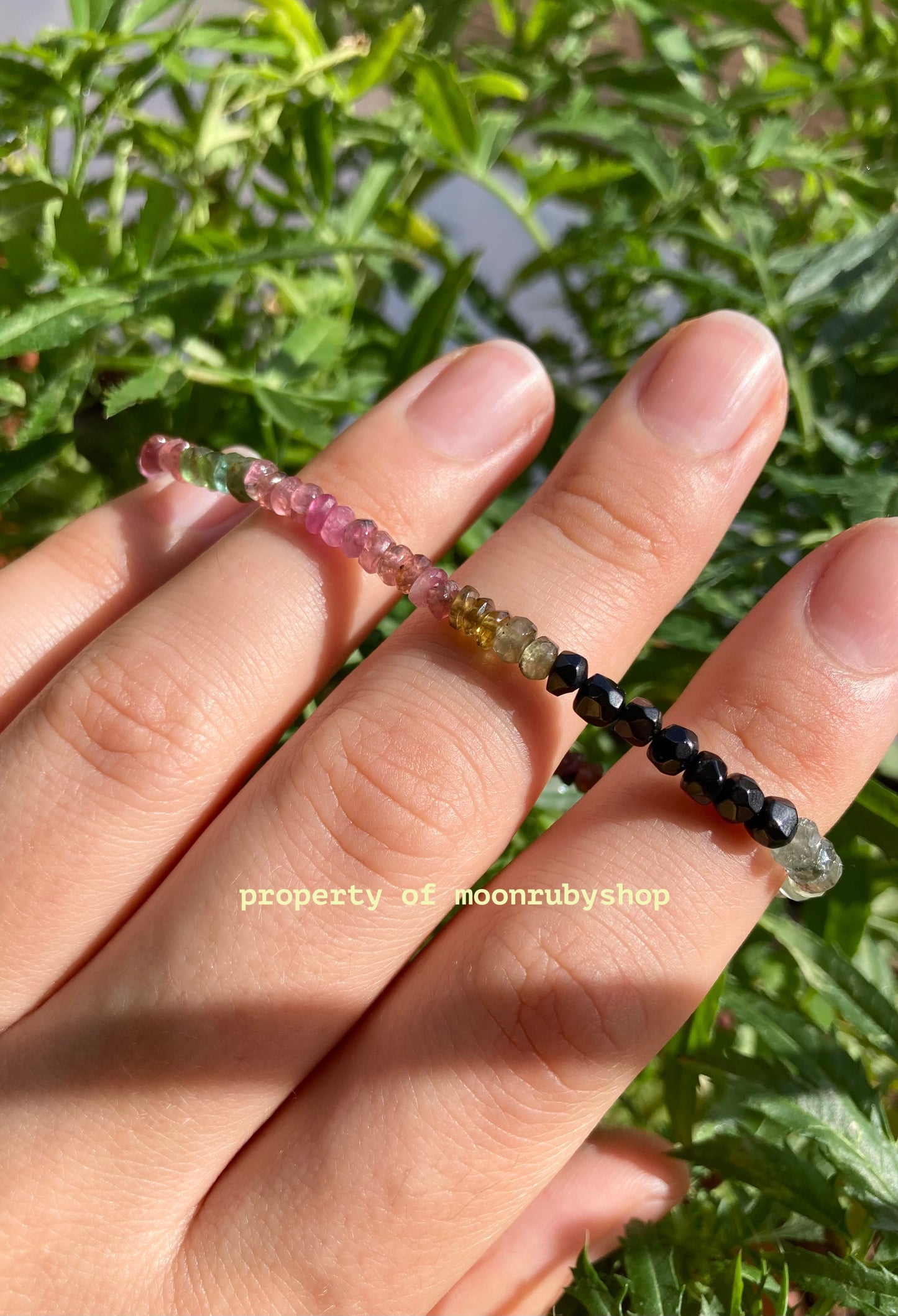 Multi-Colored Rainbow Raw Tourmaline Bead Bracelet for Peace and Positive Energy