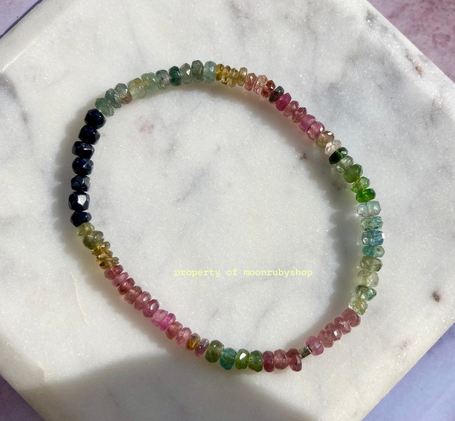 Multi-Colored Rainbow Raw Tourmaline Bead Bracelet for Peace and Positive Energy