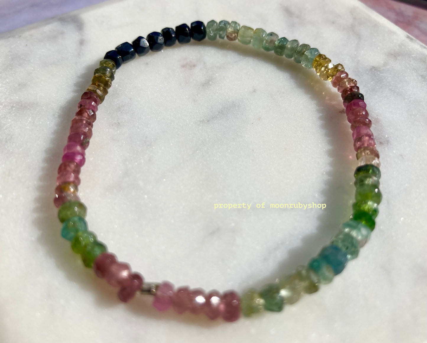 Multi-Colored Rainbow Raw Tourmaline Bead Bracelet for Peace and Positive Energy