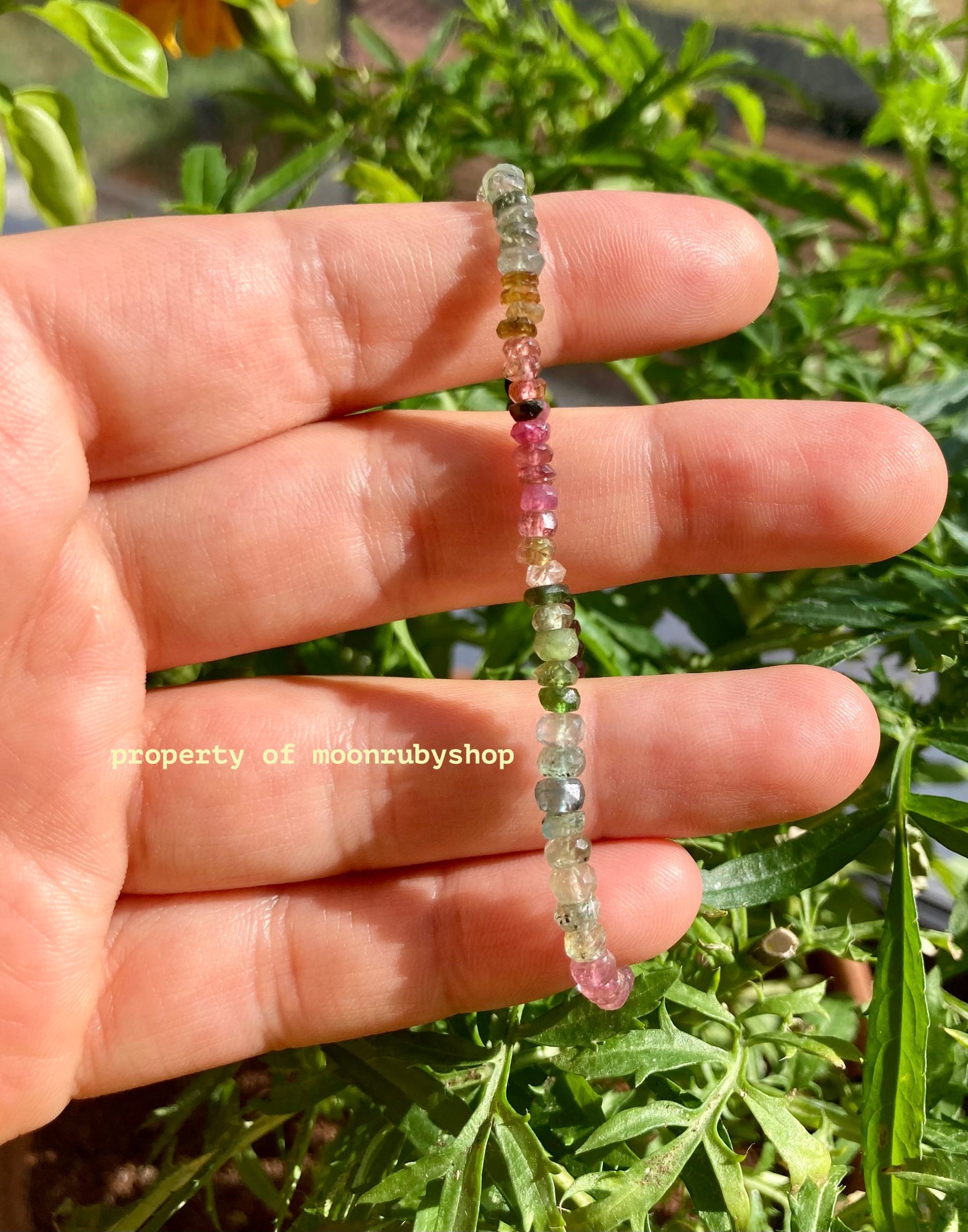 Multi-Colored Rainbow Raw Tourmaline Bead Bracelet for Peace and Positive Energy