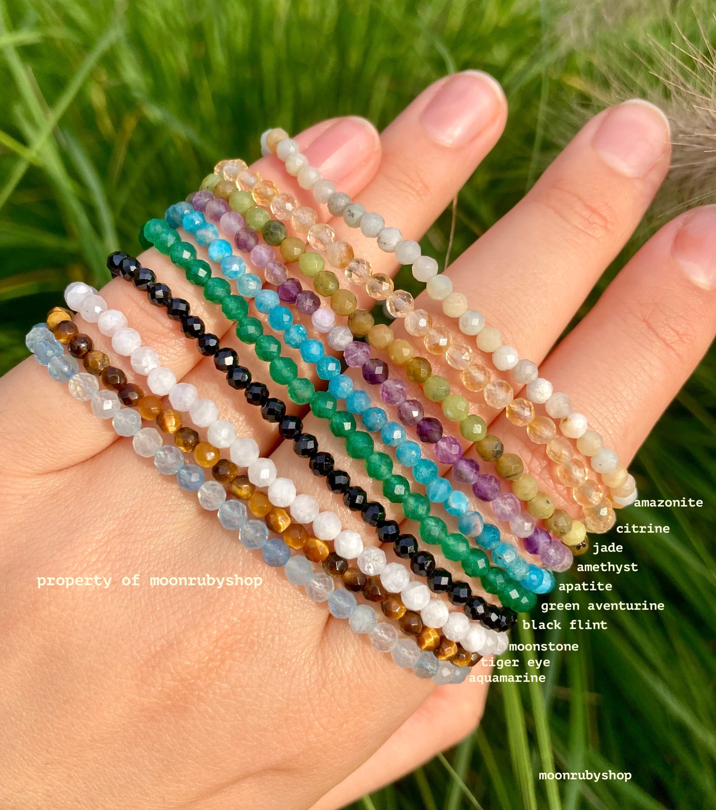 Elastic Meditation Fidget Bracelet Made of Faceted Natural Gemstone Beads (Citrine, Tiger Eye, Moonstone and more)