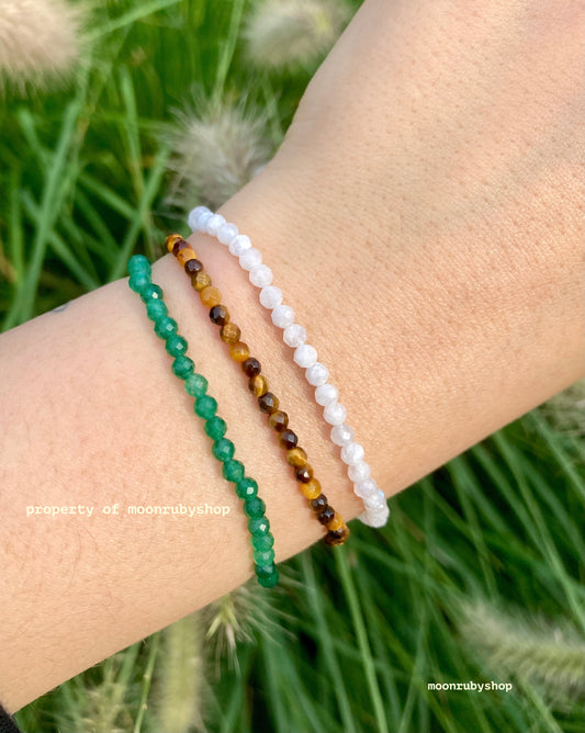 Elastic Meditation Fidget Bracelet Made of Faceted Natural Gemstone Beads (Citrine, Tiger Eye, Moonstone and more)