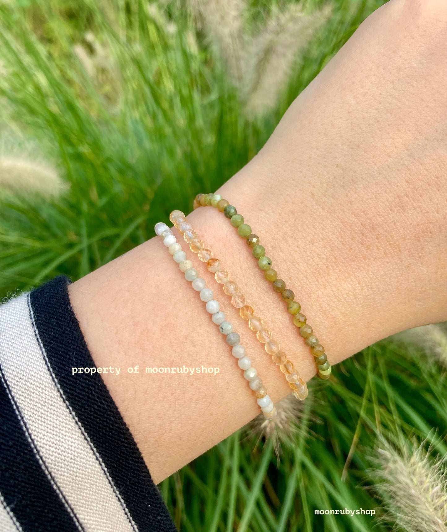 Elastic Meditation Fidget Bracelet Made of Faceted Natural Gemstone Beads (Citrine, Tiger Eye, Moonstone and more)