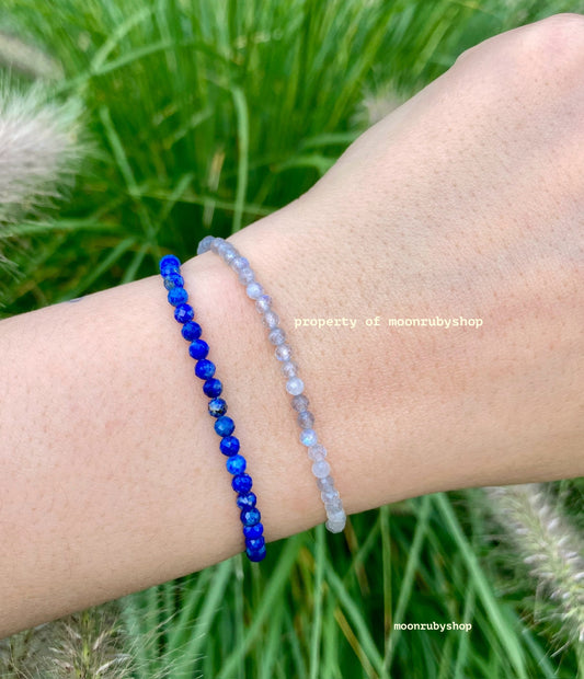 Elastic Meditation Fidget Bracelet Made of Faceted Natural Gemstone Beads (Tourmaline, Rose Quartz, Garnet and more)