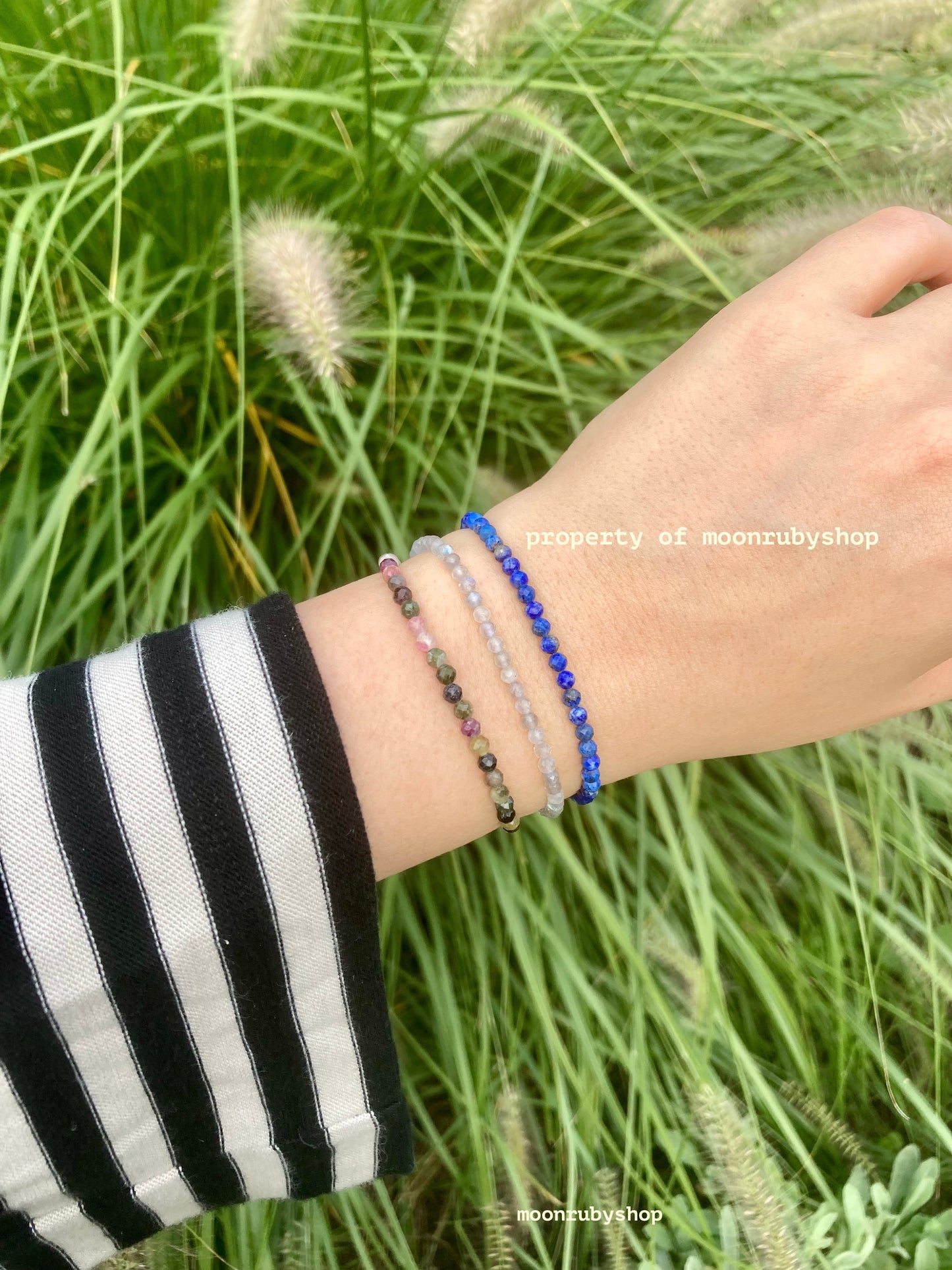 Elastic Meditation Fidget Bracelet Made of Faceted Natural Gemstone Beads (Tourmaline, Rose Quartz, Garnet and more)