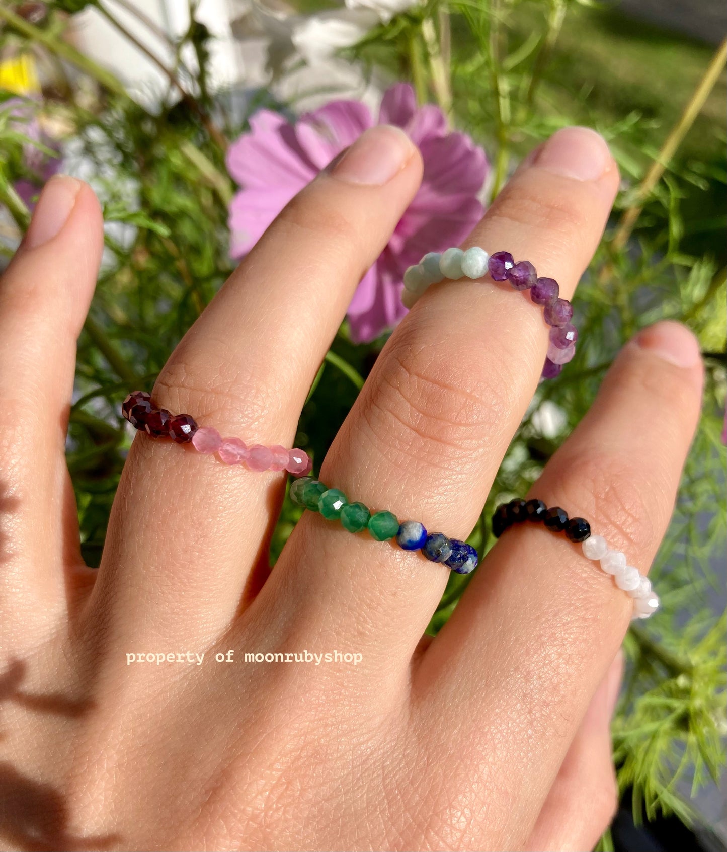 Vibrant Handmade Fidget Ring with Faceted Gemstones in Bold Color-Block Combinations