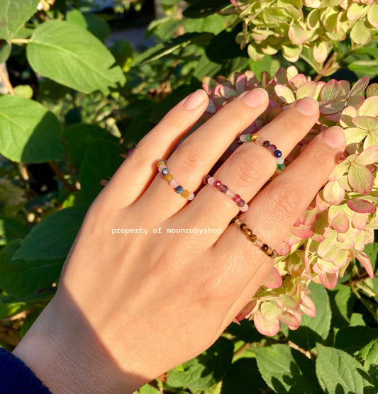 Natural Gemstone Bead Fidget Rings in Special Spirit Combination Mix for Love, Luck, Confidence, and More