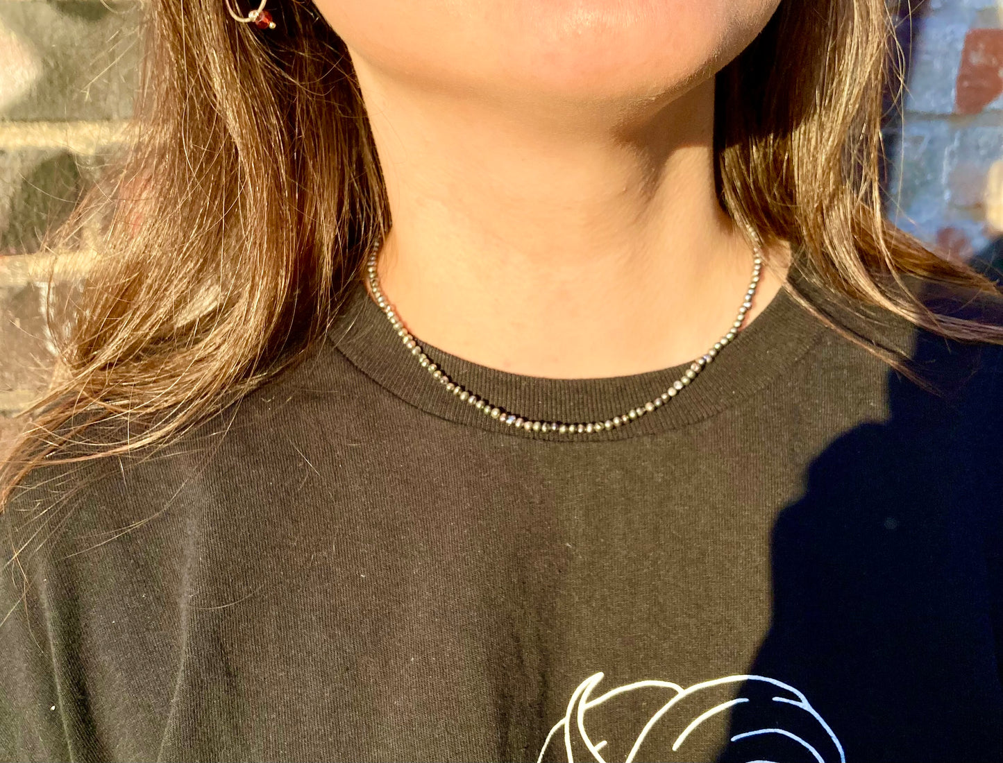 Delicate Black Freshwater Pearl Necklace with Tiny 3mm Pearls and Sterling Silver Clasp