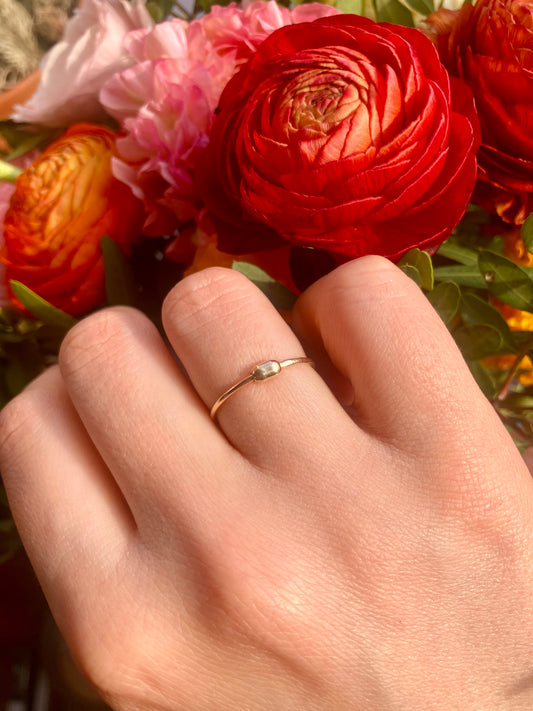 Handmade 9K Gold Anti-Anxiety Ring with Smooth Oval Rolling Bead