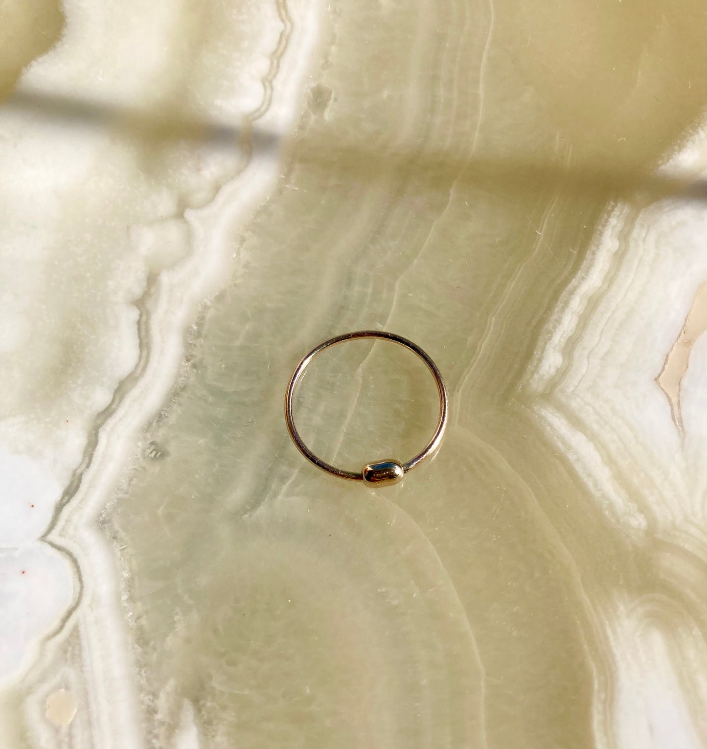 Handmade 9K Gold Anti-Anxiety Ring with Smooth Oval Rolling Bead