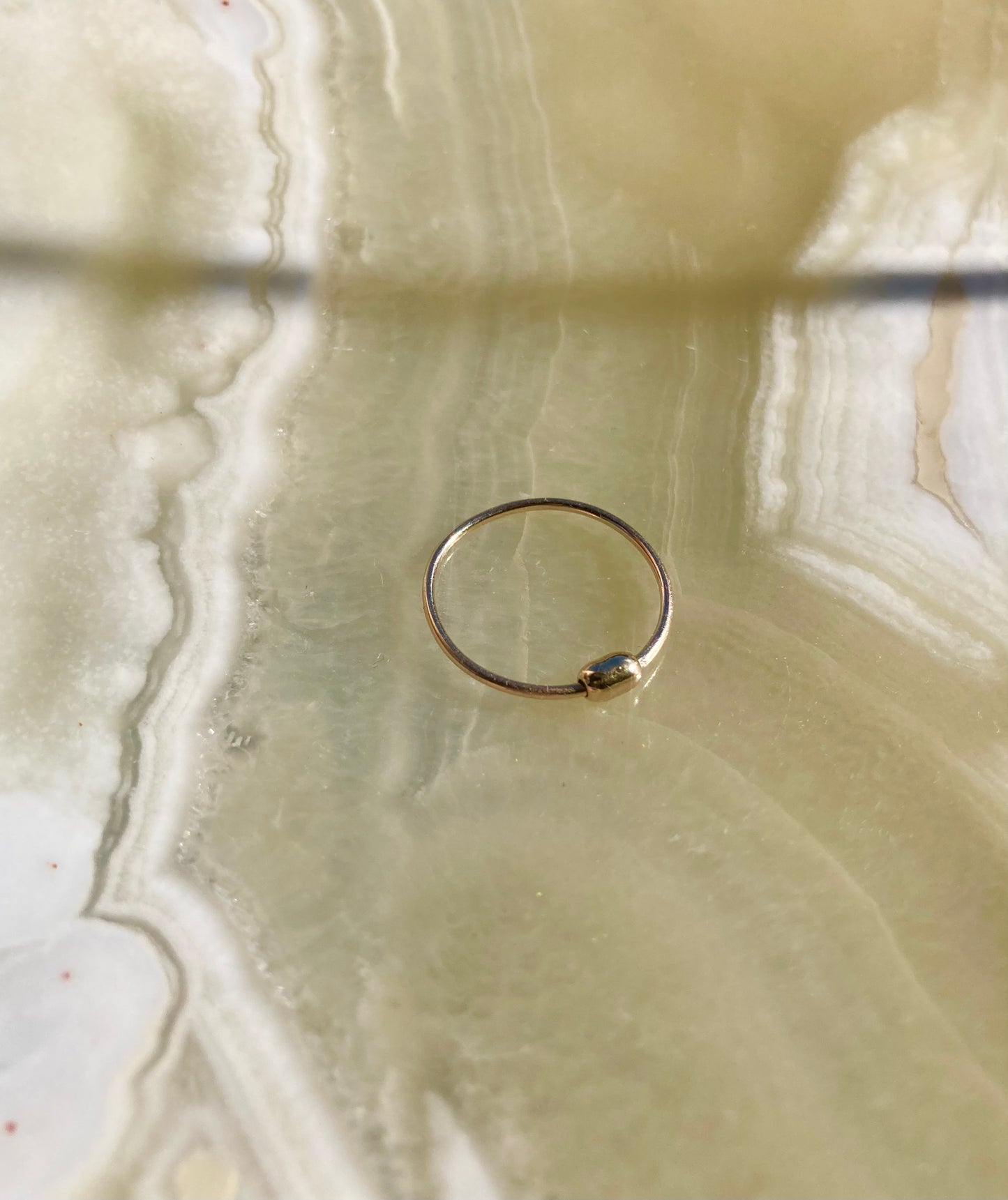 Handmade 9K Gold Anti-Anxiety Ring with Smooth Oval Rolling Bead