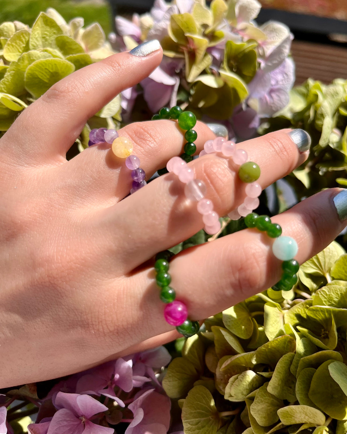 Chunky Gemstone Beads Fidget Rings in Pretty Color Combos