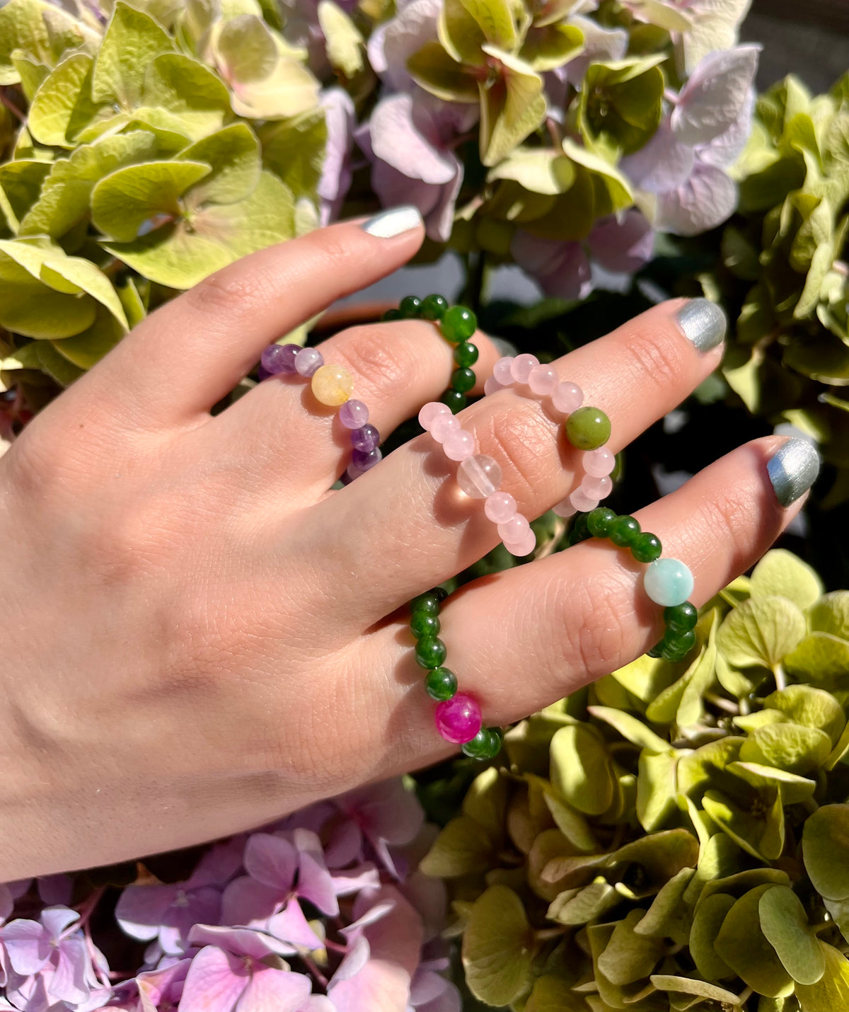 Chunky Gemstone Beads Fidget Rings in Pretty Color Combos