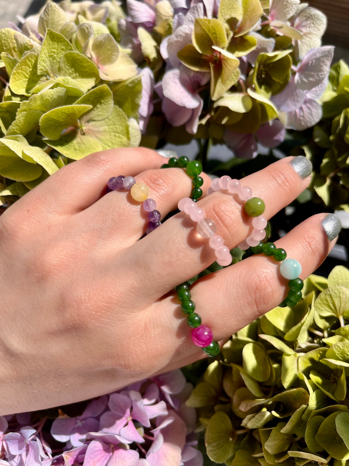 Chunky Gemstone Beads Fidget Rings in Pretty Color Combos