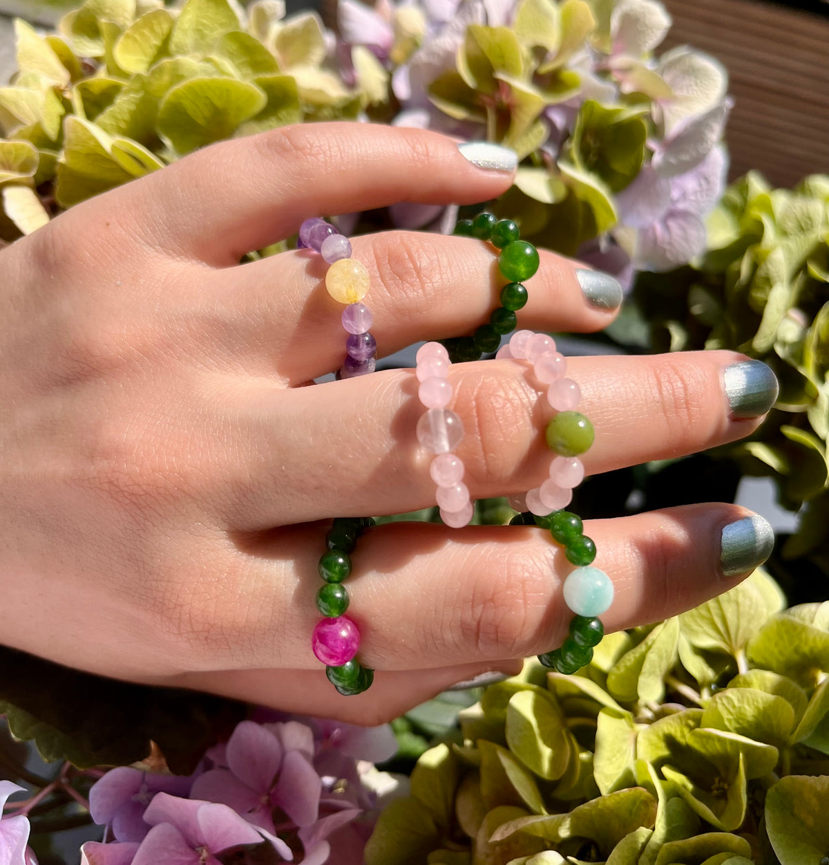 Chunky Gemstone Beads Fidget Rings in Pretty Color Combos