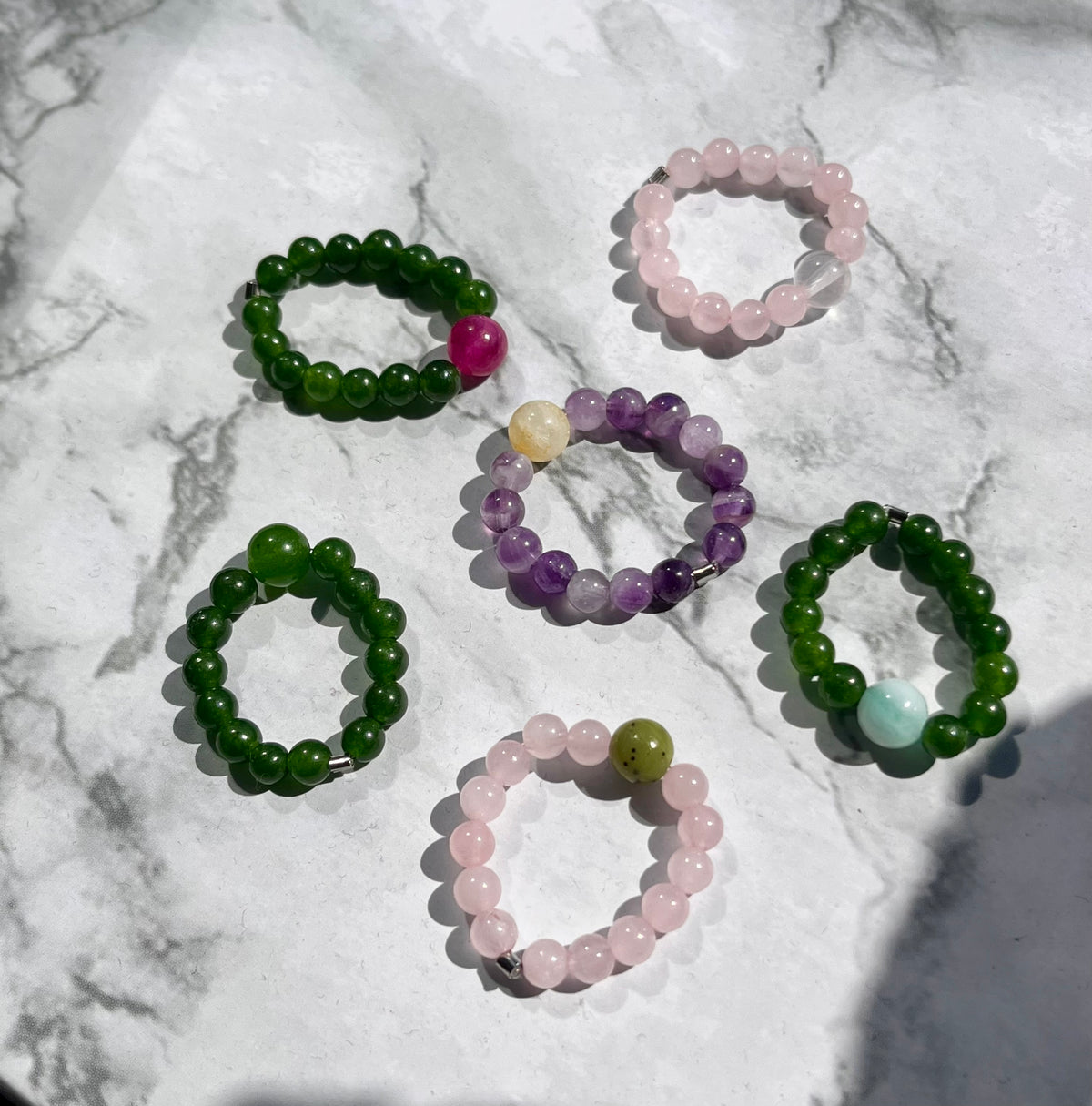 Chunky Gemstone Beads Fidget Rings in Pretty Color Combos