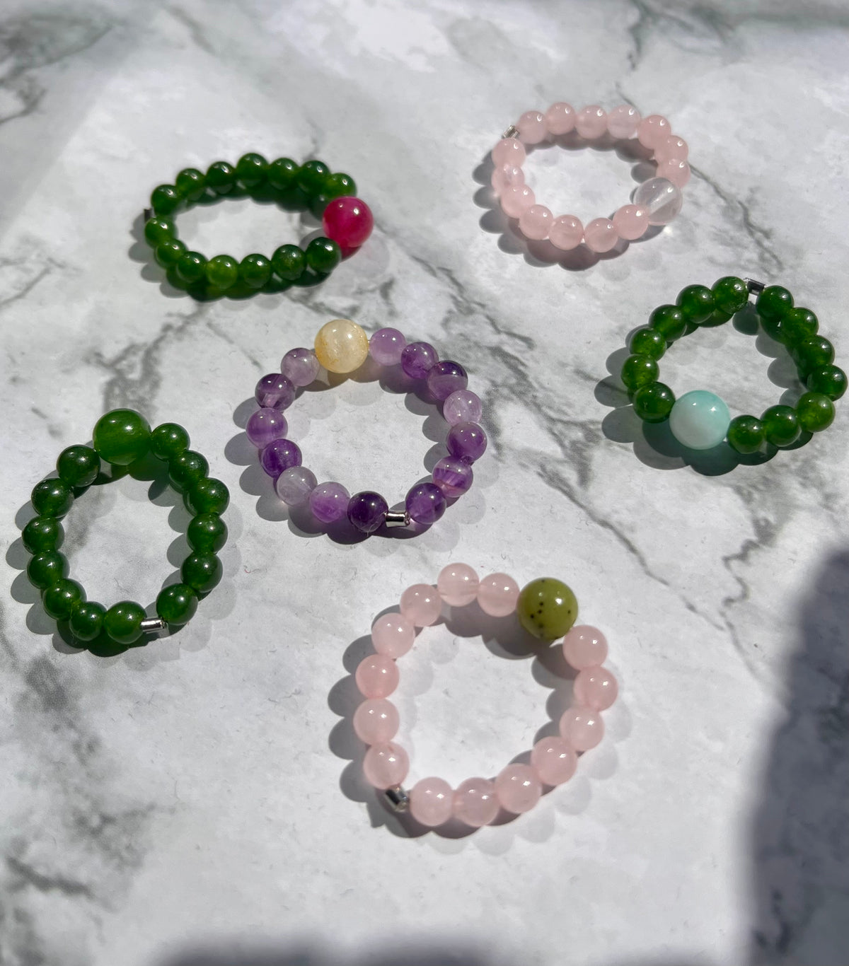 Chunky Gemstone Beads Fidget Rings in Pretty Color Combos