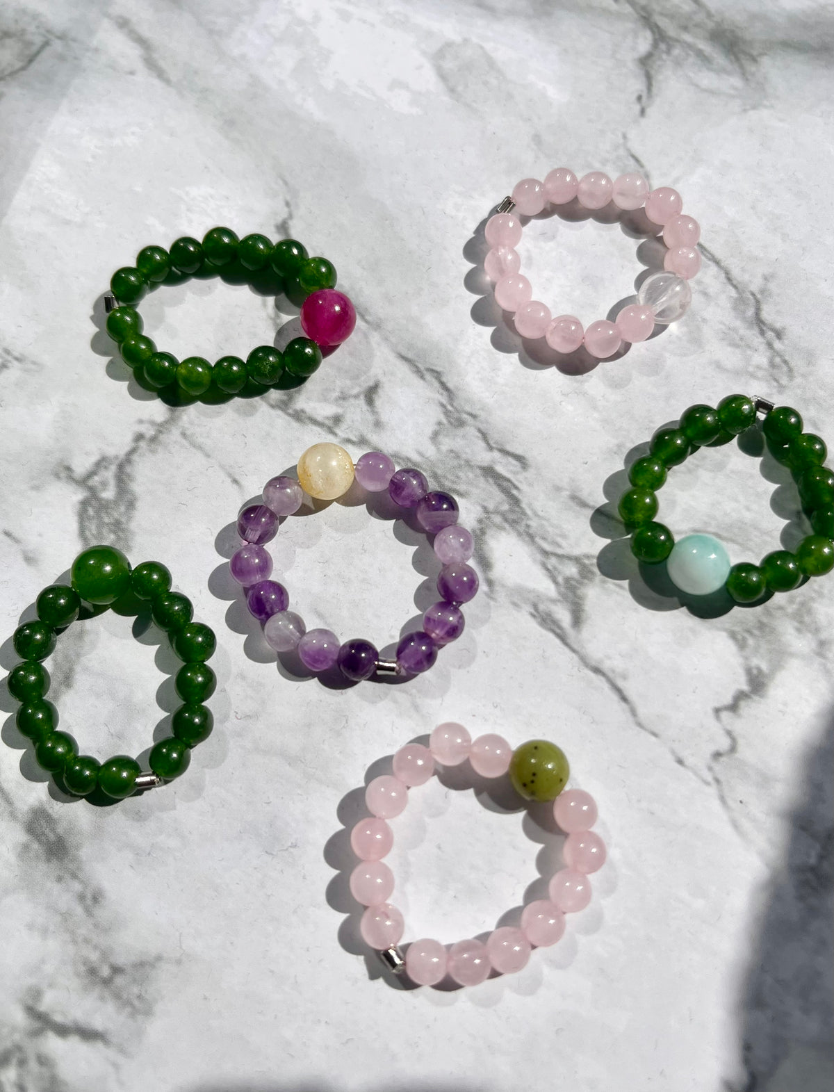 Chunky Gemstone Beads Fidget Rings in Pretty Color Combos
