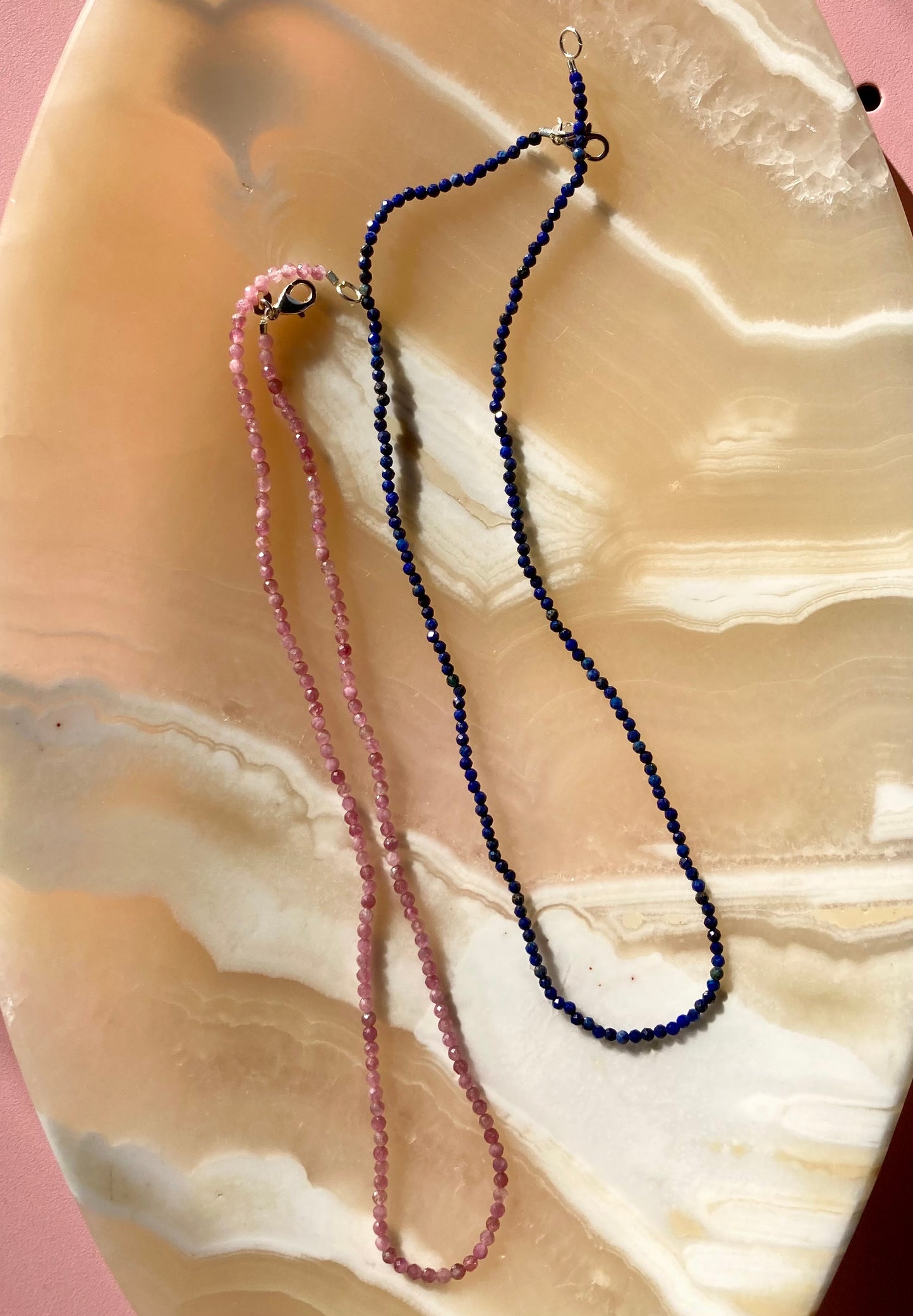 Dainty Necklace of Tiny Shiny Faceted Gemstone Beads