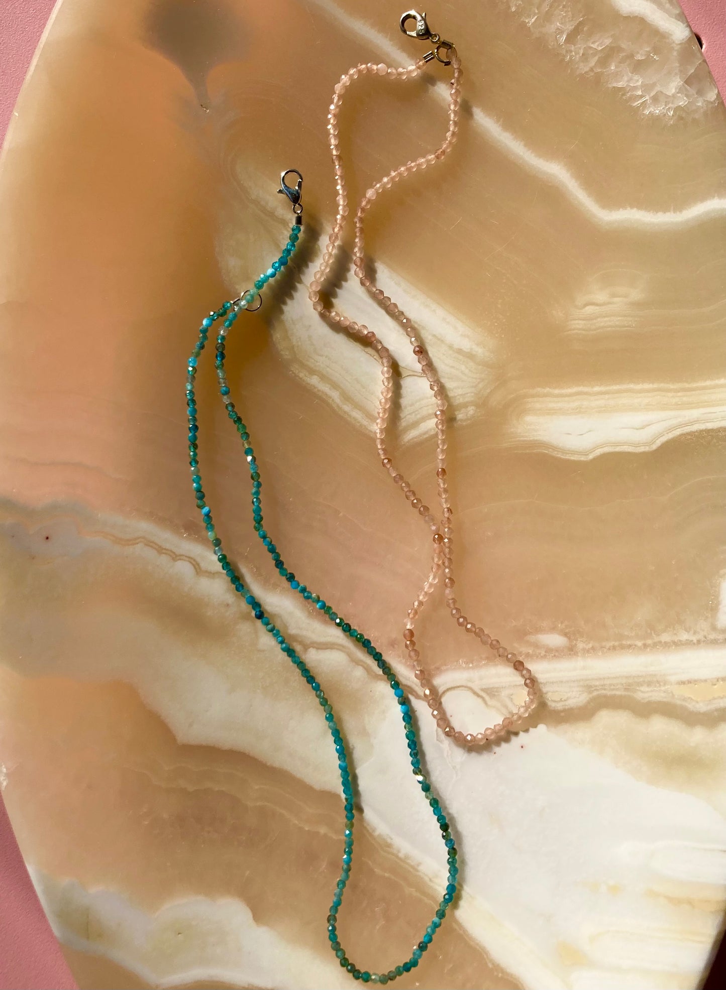 Dainty Necklace of Tiny Shiny Faceted Gemstone Beads