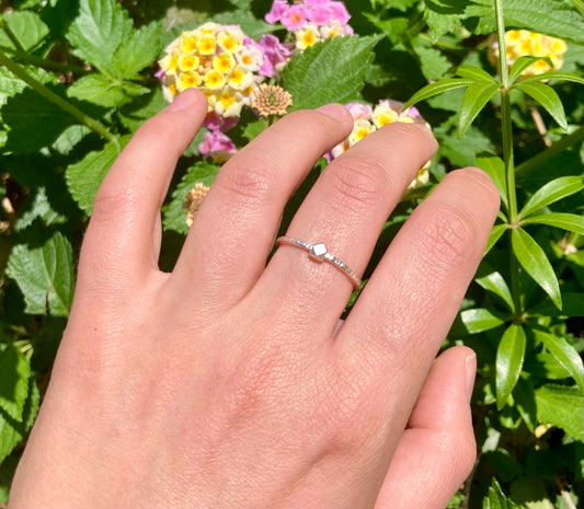 Handcrafted Hammered Silver Fidget Ring with Bold Hexagon Bead – 925 Sterling Silver Anxiety Ring